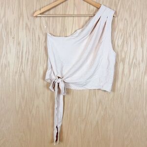 Peach Love California One Shoulder Tie Front Top
